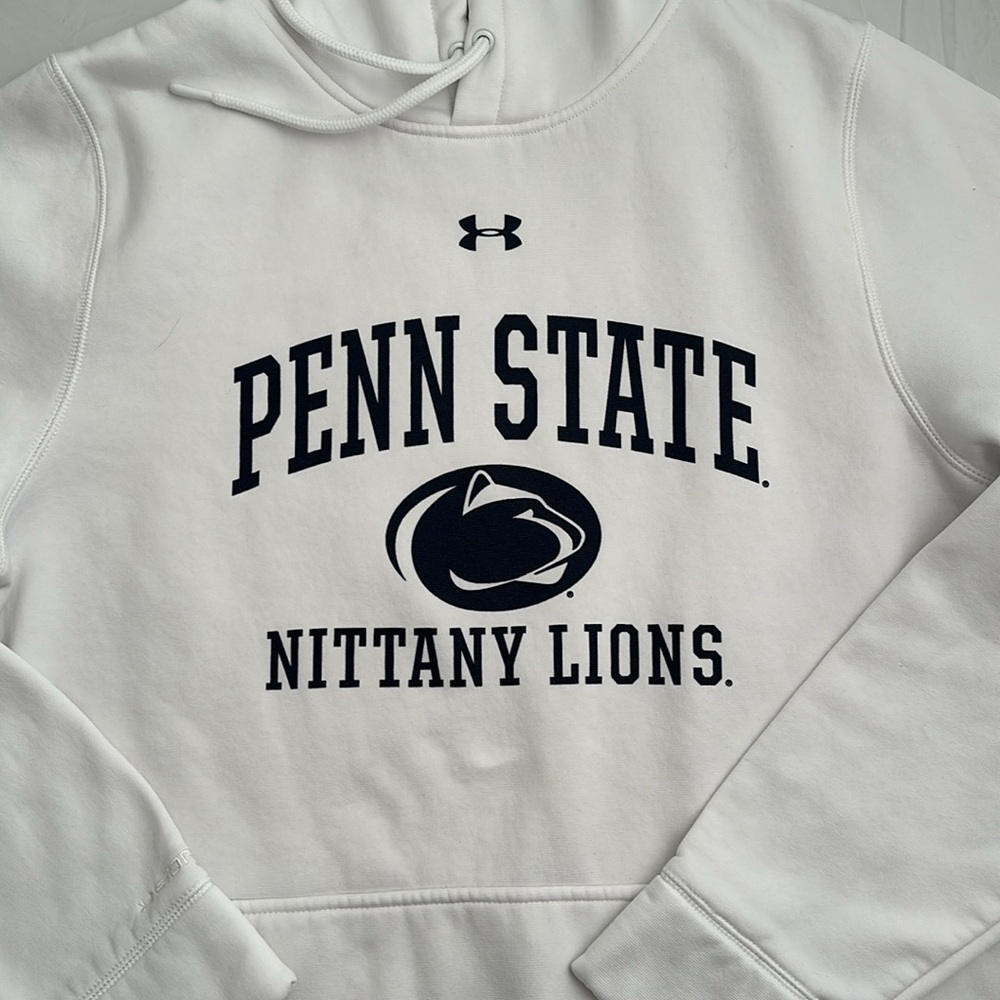 Under Armour Penn State University white navy blue loose fit pocket hoodie - Picture 2 of 8